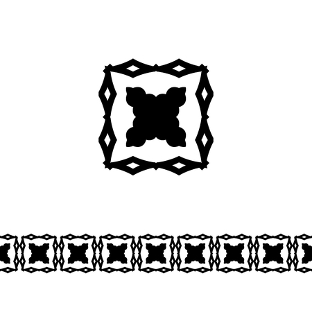 Modern line border with vintage patternsのイラスト素材