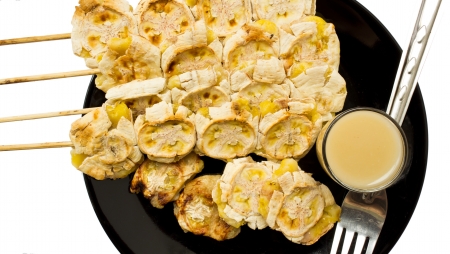 Roasted Banana and Syrup is well known as Thai Dessertの写真素材