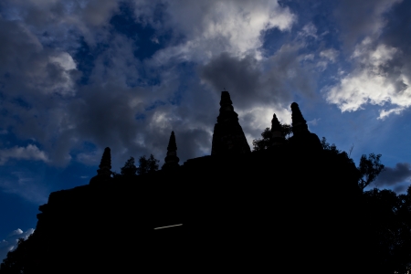 Silhouette of Ancient Pagoda with Blue and Cludy Sky in Background.の写真素材