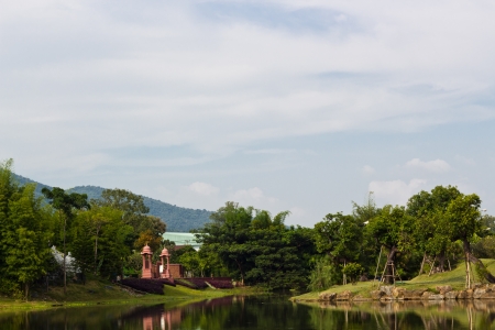 Beautiful Lake View at Royal Public Park in Thailand の写真素材