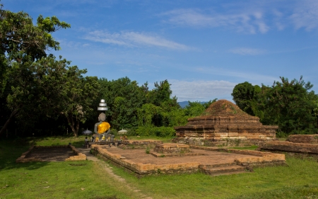 Old Historical Ruin, Tourist Attraction at Wiang Kum Kam in Chiangmai Thailand.の写真素材