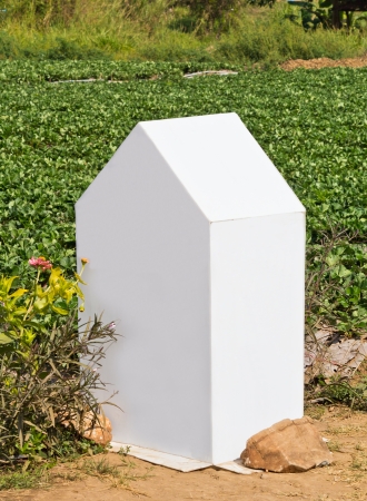 Fake Milestone made by plastic board in strawberry gardenの写真素材
