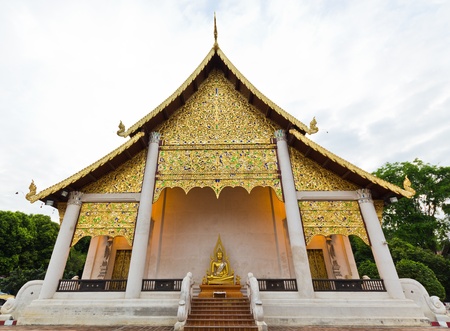 Backside of Wat Chedi Luang (Temple) with Buddha Image, Chiangmai Thailand.の写真素材
