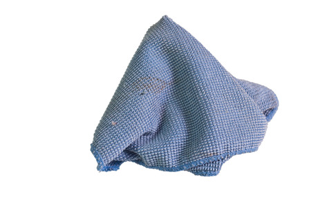 Dirty blue microfiber on isolated white backgroundの写真素材