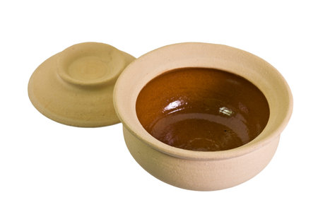 Cream  color, Soup Pottery on isolate white backgroundの写真素材