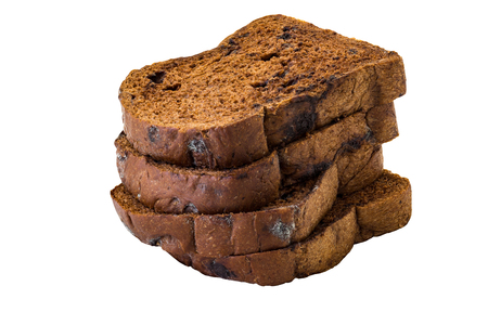 Sliced chocolate breads isolated on white background and clipping pathの写真素材
