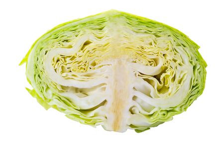 Cross-section cut of cabbage isolated on white background, clipping path includedの写真素材