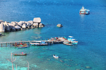 Longtail Boat at Nangyuan Island in South of Thailandの写真素材