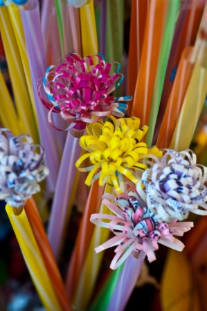 Handmade flower from strawの写真素材