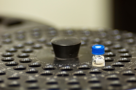 A Sample vial in analysis trayの写真素材