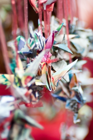 Paper birds made from newspaperの写真素材