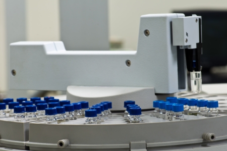 A lot of sample vials wating for analysisの写真素材