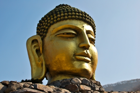 Golden Buddah Head - Koreaの写真素材