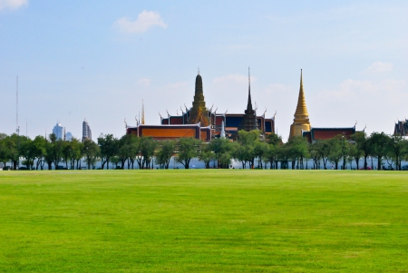Grass yard at Sanam Luang (The Royal Filed)  - Bangkok Thailandの写真素材