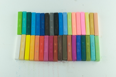 A complete set of pastal on white paper, 36 colorsの写真素材