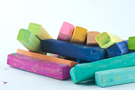 A stack of pastel crayon colorsの写真素材