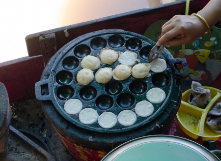 The Thai snack, coconut milk and riceの写真素材