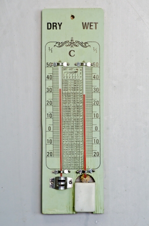 Classic Psychrometric hygrometer on the wallの写真素材