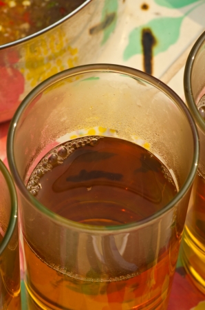 Chinese hot tea in merit ceremony for the deadの写真素材