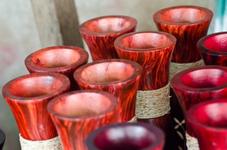 The wooden vasesの写真素材