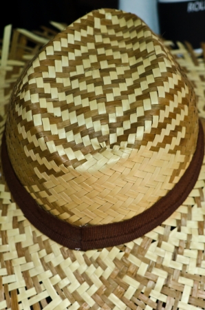 A hat made of bamboo and palm leavesの写真素材
