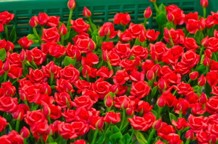 Macro shot of various pink and happy decorations made from clay.の写真素材