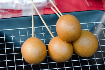 Thai snack, microphone shape fried breadの写真素材
