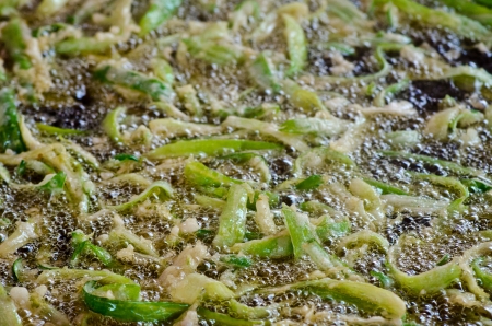 Thai food, deep fried  basil leafの写真素材