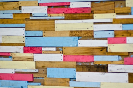 Vintage colorful wooden wall backgroundの写真素材