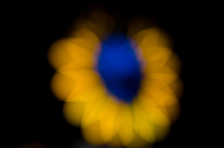 Blue and yellow light bokehの写真素材