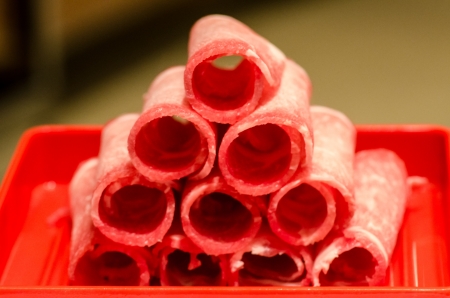 Pieces of paper-thin sliced beef for Shabu Shabu  Japanese Hot pot   Soup の写真素材