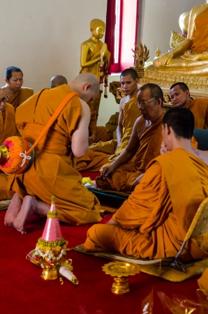 The new monks in Buddhist ordination ceremony, Lopburi, Thailandのeditorial素材
