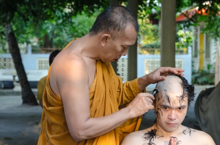 The new monks in Buddhist ordination ceremony, Lopburi, Thailandのeditorial素材