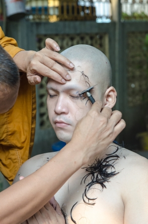 The new monks in Buddhist ordination ceremony, Lopburi, Thailandのeditorial素材