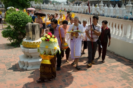 The new monks in Buddhist ordination ceremony, Lopburi, Thailandのeditorial素材