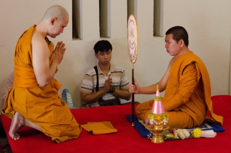 The new monks in Buddhist ordination ceremony, Lopburi, Thailandのeditorial素材