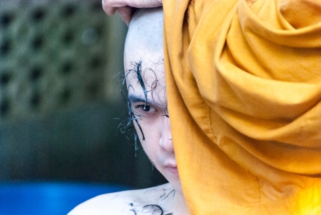 The new monks in Buddhist ordination ceremony, Lopburi, Thailandのeditorial素材