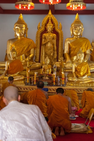 The new monks in Buddhist ordination ceremony, Lopburi, Thailandのeditorial素材
