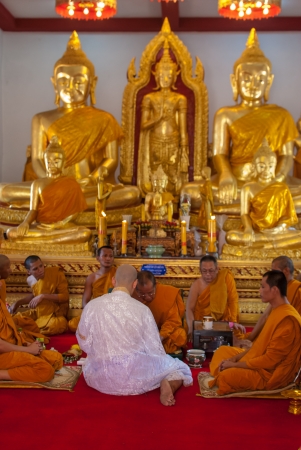 The new monks in Buddhist ordination ceremony, Lopburi, Thailandのeditorial素材