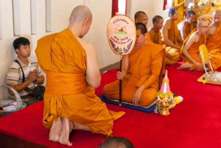 The new monks in Buddhist ordination ceremony, Lopburi, Thailandのeditorial素材