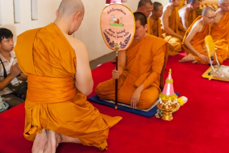 The new monks in Buddhist ordination ceremony, Lopburi, Thailandのeditorial素材