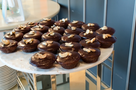 The brownie bites on white plateの写真素材