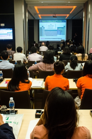 People listening to a talk in a seminarのeditorial素材