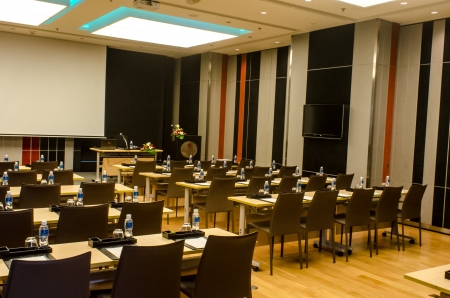 People listening to a talk in a seminarのeditorial素材