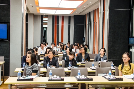 People listening to a talk in a seminarのeditorial素材