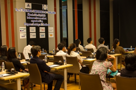 People listening to a talk in a seminarのeditorial素材