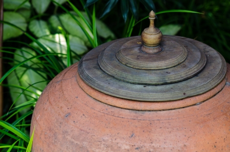 The giant clay pot in gardenの写真素材