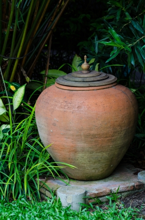 The giant clay pot in gardenの写真素材