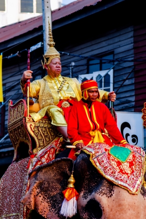 Siamese soldiers traditional show at the King Narai Reign Fair, Lopburi, Thailandのeditorial素材