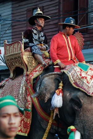 Siamese soldiers traditional show at the King Narai ReignFair, Lopburi, Thailandのeditorial素材